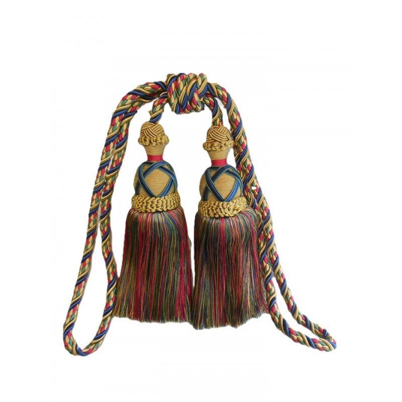 Multi Coloured Double Tassel Curtain Tieback V1008-2615-302