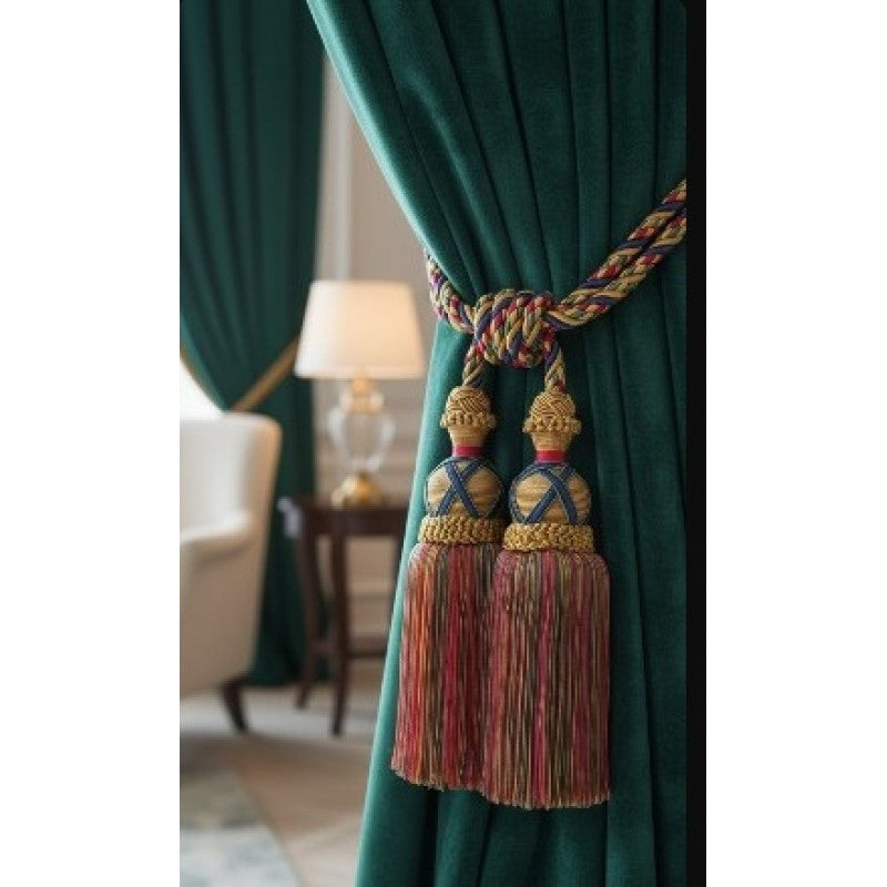 Multi Coloured Double Tassel Curtain Tieback V1008-2615-302