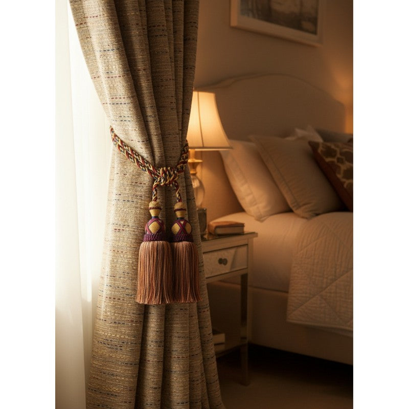 Multi Coloured Double Tassel Curtain Tieback V1008-2615-7639