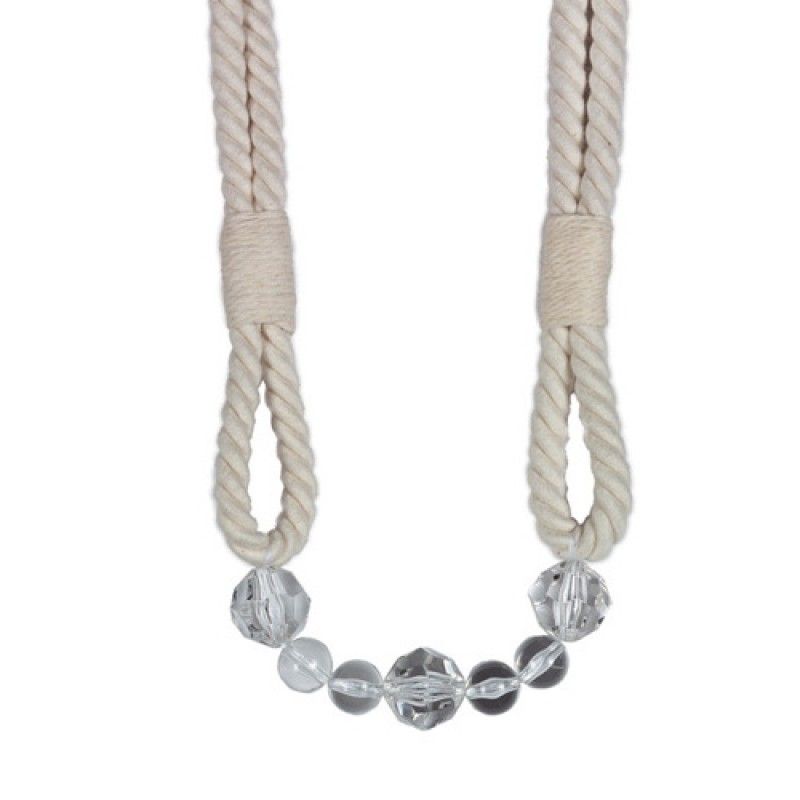 Natural Cotton Beaded Rope Curtain Tieback V1008-4154-1087