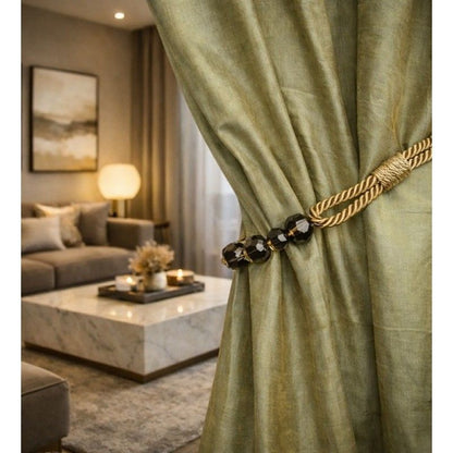 Olive Green Beaded Rope Curtain Tieback V1008-4154-7443