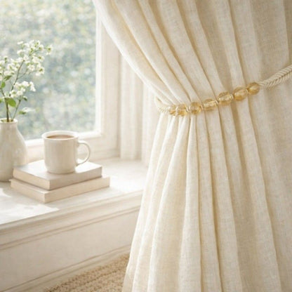 Cream Beaded Rope Curtain Tieback V1008-4154-8001