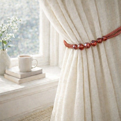 Coral Red Beaded Rope Curtain Tieback V1008-4154-9812