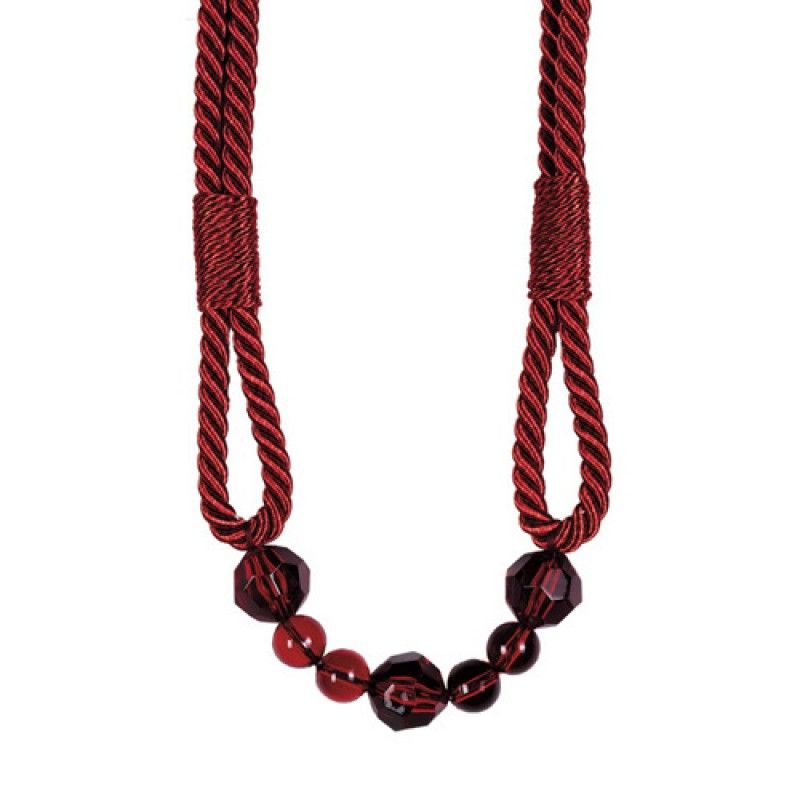 Coral Red Beaded Rope Curtain Tieback V1008-4154-9812