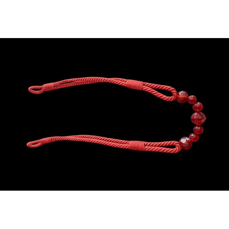 Coral Red Beaded Rope Curtain Tieback V1008-4154-9812