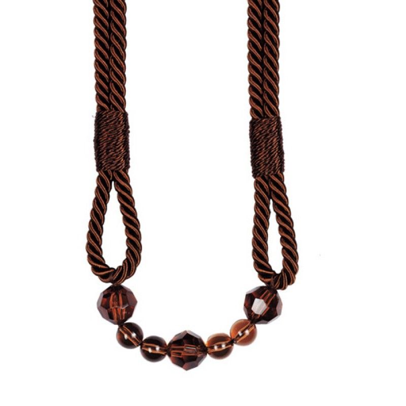 Walnut Brown Beaded Rope Curtain Tieback V1008-4154-9813