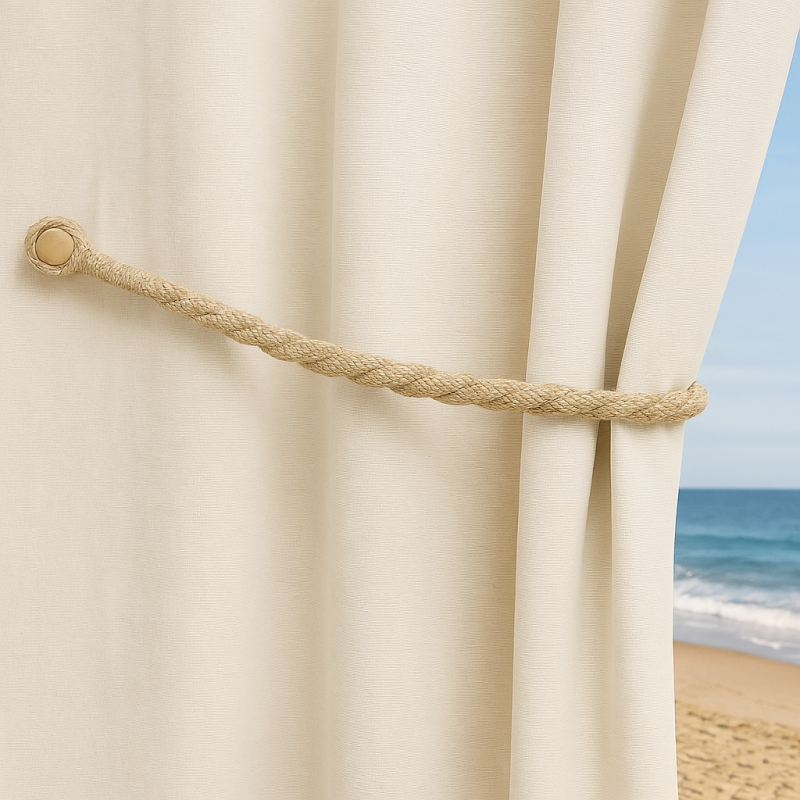 Magnetic weaved rope tieback Cream V1008-45510-09