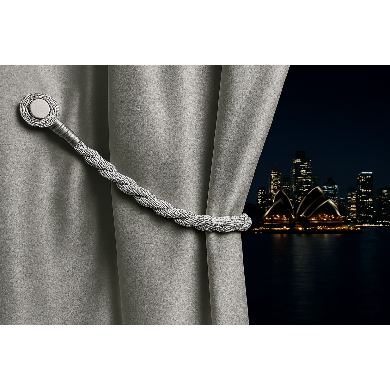 Magnetic weaved rope tieback Silver V1008-45510-29