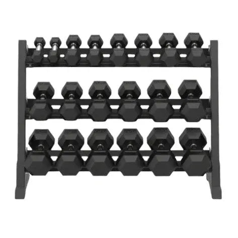 11 Pairs Hex Dumbbells PLUS Dumbbell Rack (385 kg | 5kg-30kg | 1.3m 3-tier Rack) V1012-CF12HDB385DBR130