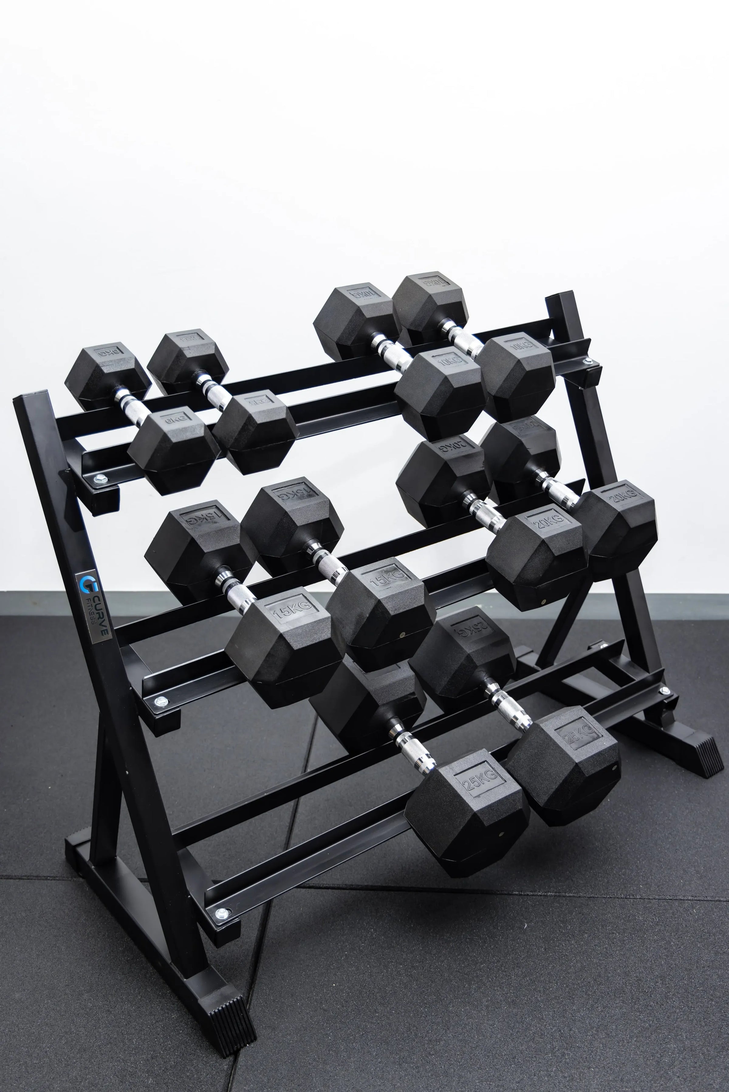 5 Pairs Hex Dumbbells PLUS Dumbbell Rack (150 kg | 5kg-25kg | 1.1m 3-tier Rack) V1012-CF5HDB150DBR110