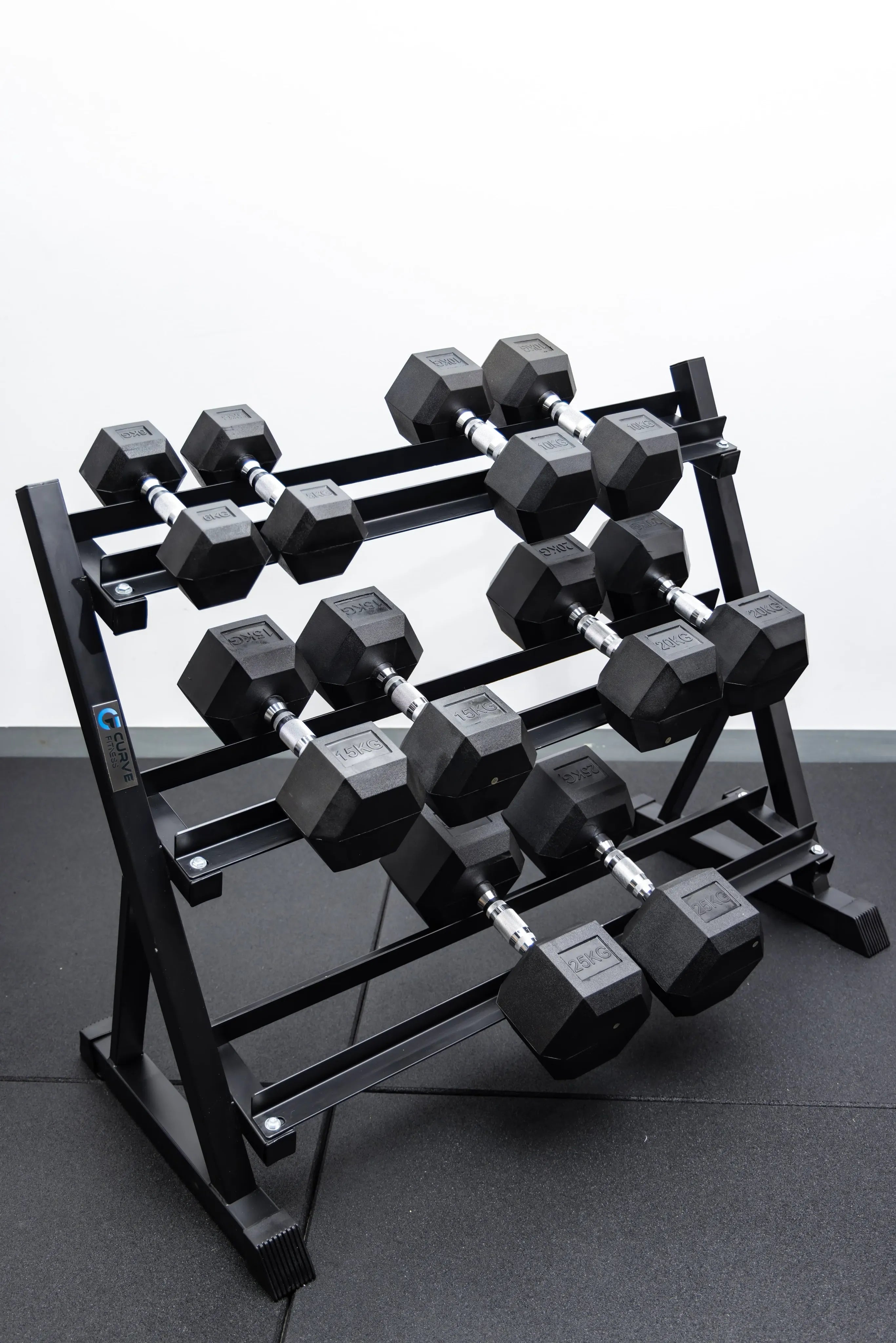 5 Pairs Hex Dumbbells PLUS Dumbbell Rack (150 kg | 5kg-25kg | 1.1m 3-tier Rack) V1012-CF5HDB150DBR110