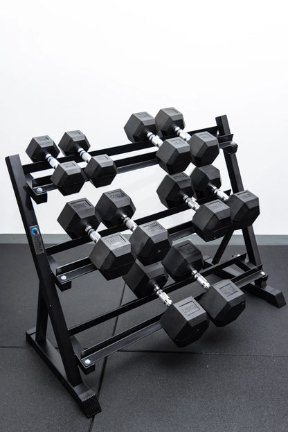 5 Pairs Hex Dumbbells PLUS Dumbbell Rack (150 kg | 5kg-25kg | 1.1m 3-tier Rack) V1012-CF5HDB150DBR110