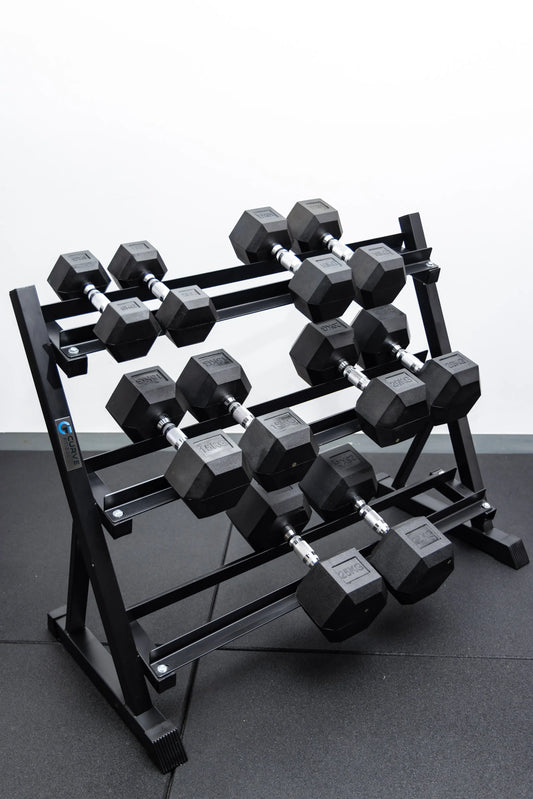 5 Pairs Hex Dumbbells PLUS Dumbbell Rack (150 kg | 5kg-25kg | 1.1m 3-tier Rack) V1012-CF5HDB150DBR110