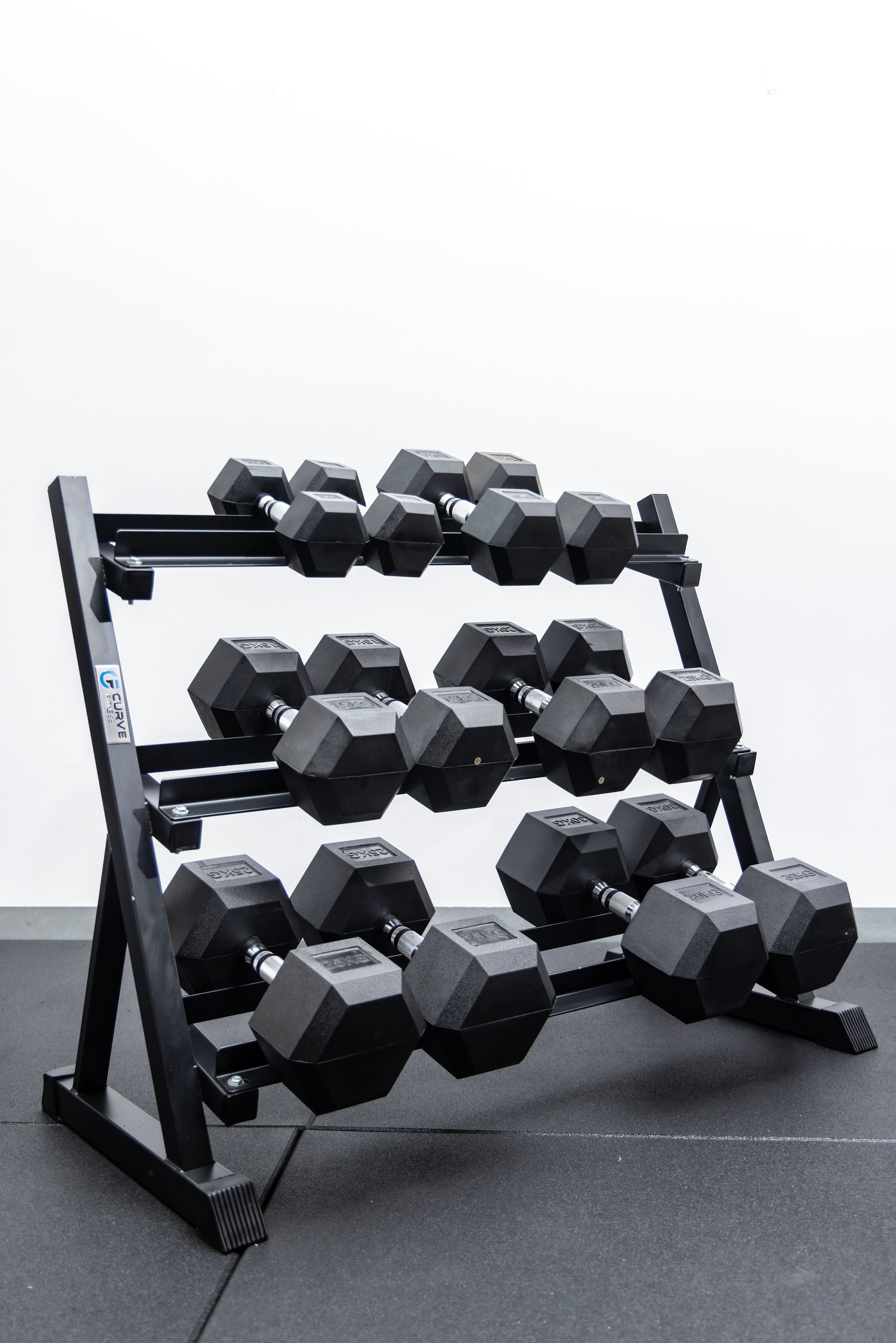 6 Pairs Hex Dumbbells PLUS Dumbbell Rack (210 kg | 5kg-30KG | 1.1m 3-tier Rack) V1012-CF6HDB210DBR110
