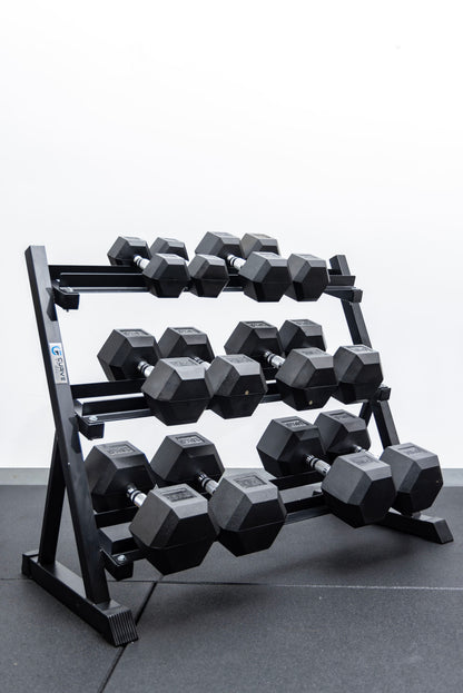 6 Pairs Hex Dumbbells PLUS Dumbbell Rack (210 kg | 5kg-30KG | 1.1m 3-tier Rack) V1012-CF6HDB210DBR110