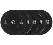 Black Olympic Bumper Plates - 100kg kit PLUS Olympic Barbell (2.2m | 20kg) V1012-CFBLK100BB