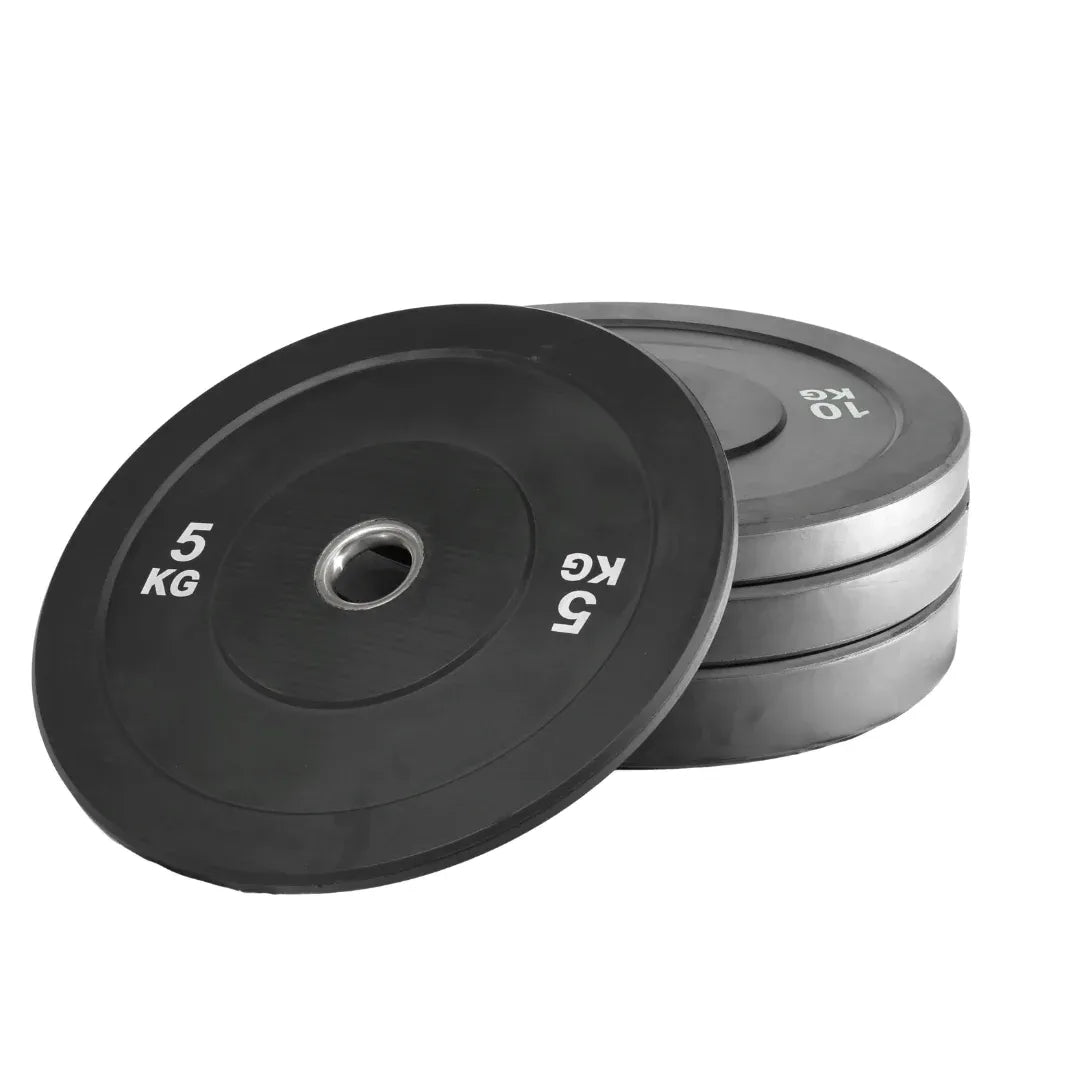 Black Olympic Bumper Plates - 100kg kit PLUS Olympic Barbell (2.2m | 20kg) V1012-CFBLK100BB