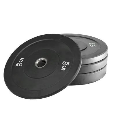 Black Olympic Bumper Plates - 100kg kit PLUS Olympic Barbell (2.2m | 20kg) V1012-CFBLK100BB