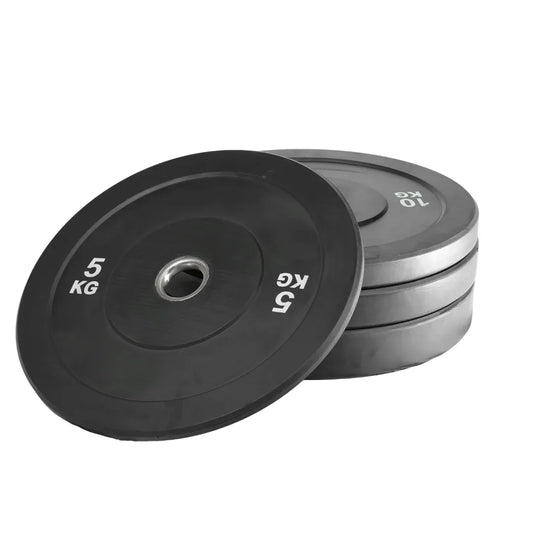 Black Olympic Bumper Plates - 100kg kit PLUS Olympic Barbell (2.2m | 20kg) V1012-CFBLK100BB
