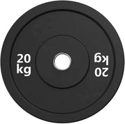 Black Olympic Bumper Plates - 100kg kit PLUS Olympic Barbell (2.2m | 20kg) V1012-CFBLK100BB