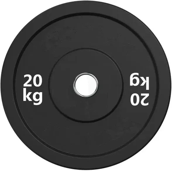 Black Olympic Bumper Plates - 100kg kit PLUS Olympic Barbell (2.2m | 20kg) V1012-CFBLK100BB