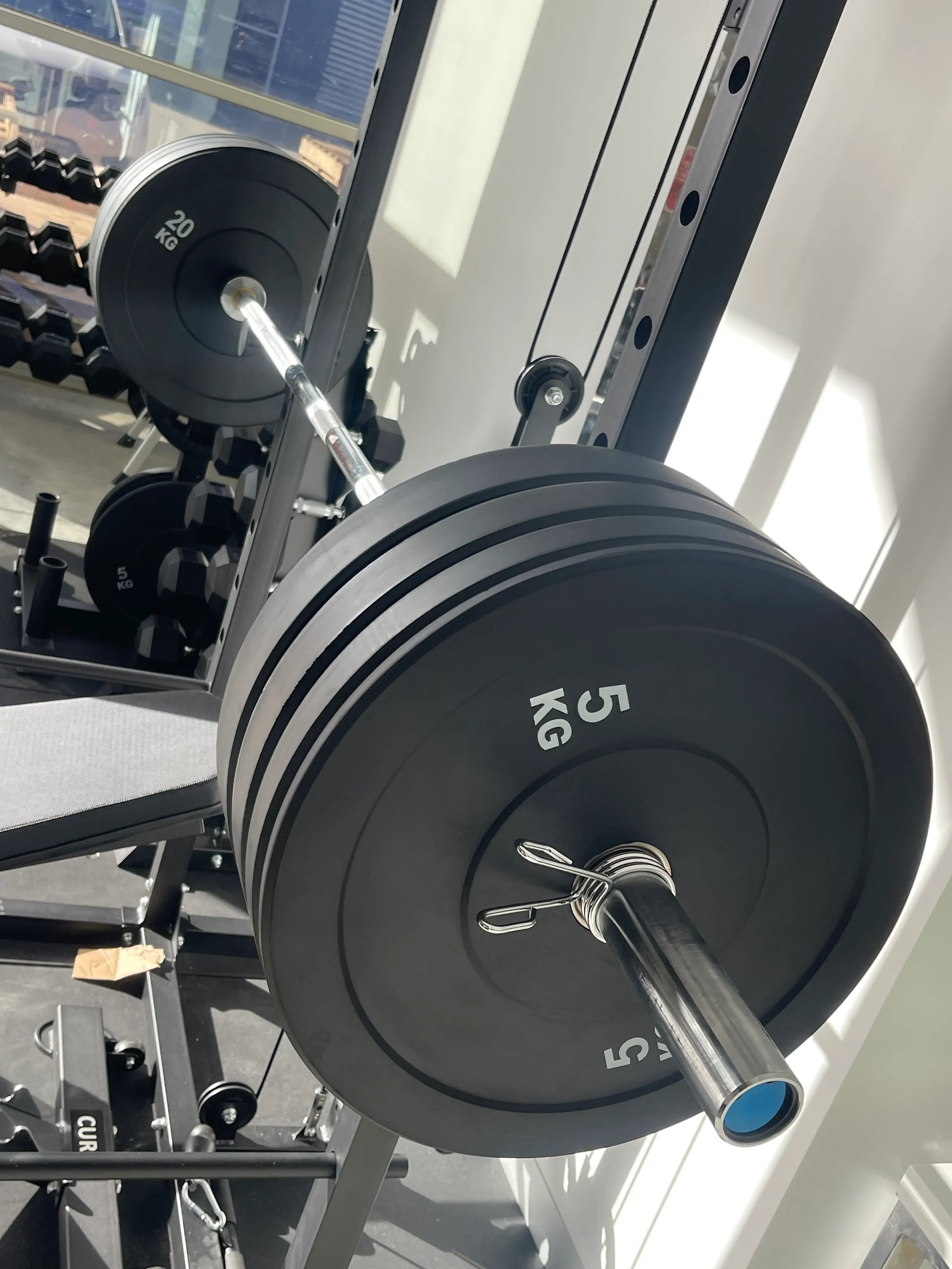 Black Olympic Bumper Plates - 100kg kit PLUS Olympic Barbell (2.2m | 20kg) V1012-CFBLK100BB