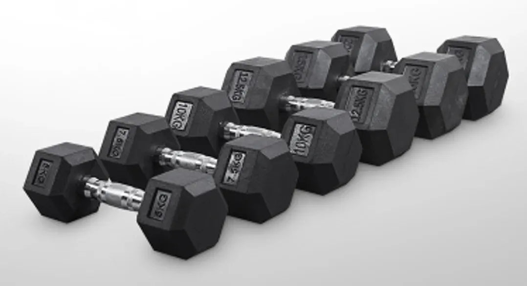 Rubber Hex Dumbbells 2X7.5 kg V1012-CFHDB7P5