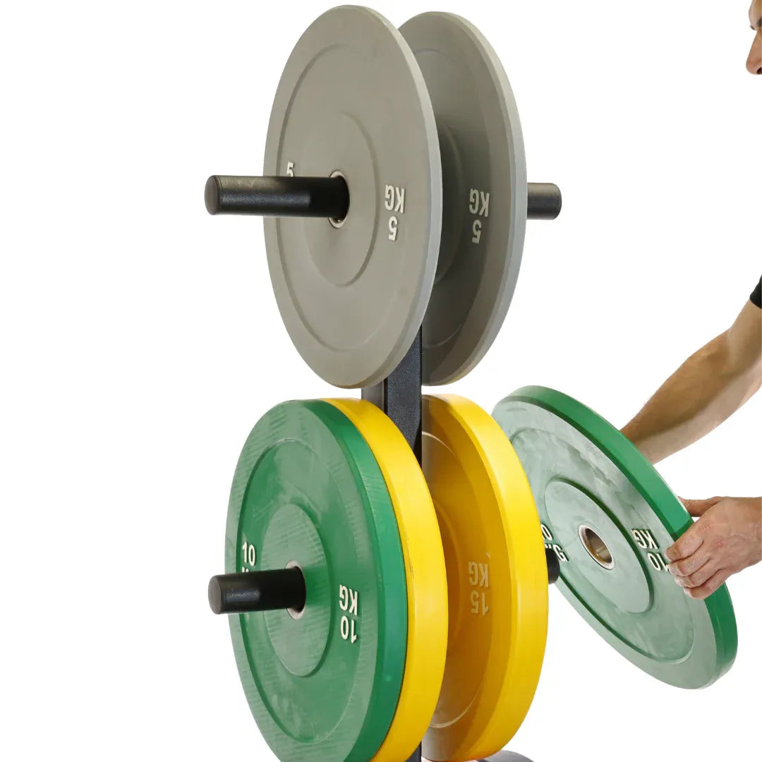 Heavy Duty Tree Rack PLUS Coloured Bumper Plates 150kg Set V1012-CFTREECLR150