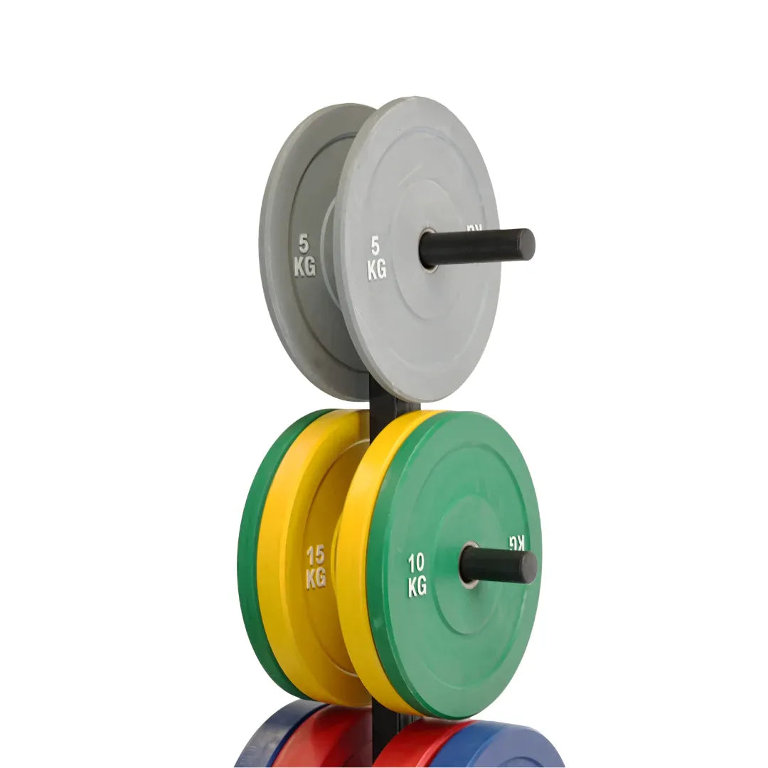 Heavy Duty Tree Rack PLUS Coloured Bumper Plates 150kg Set V1012-CFTREECLR150