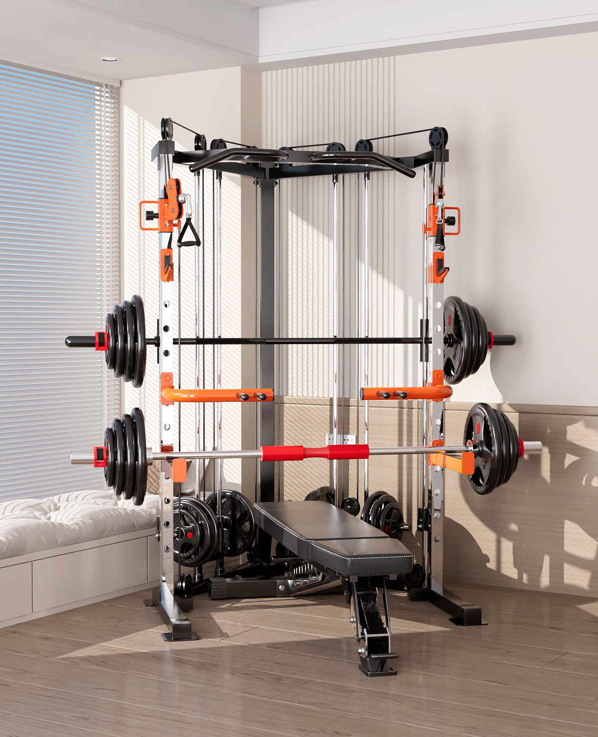 SmartFit C3 Max multi functional trainer smith machine with 130kgs pin loaded weights Machine with attachment V1025-717331801298