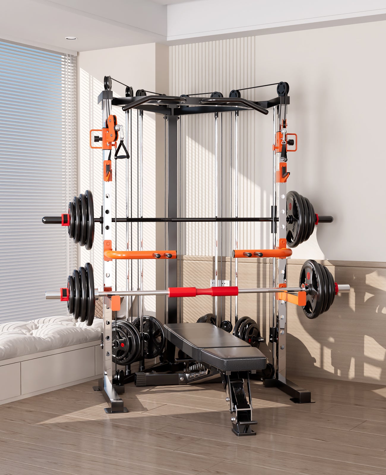 SmartFit C3 Max multi functional trainer smith machine with 130kgs pin loaded weights Machine with attachment V1025-717331801298