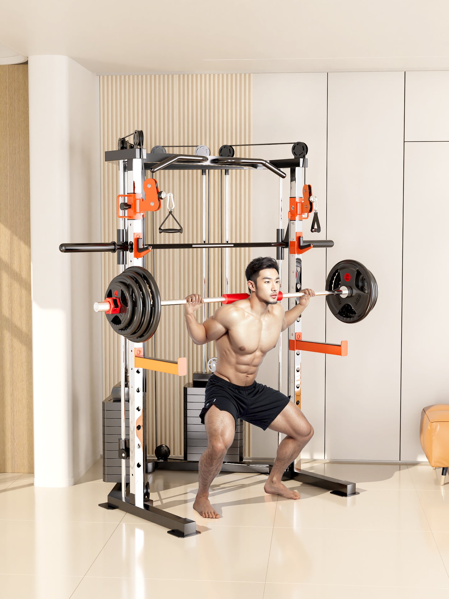 SmartFit C3 Max multi functional trainer smith machine with 130kgs pin loaded weights Machine with attachment V1025-717331801298