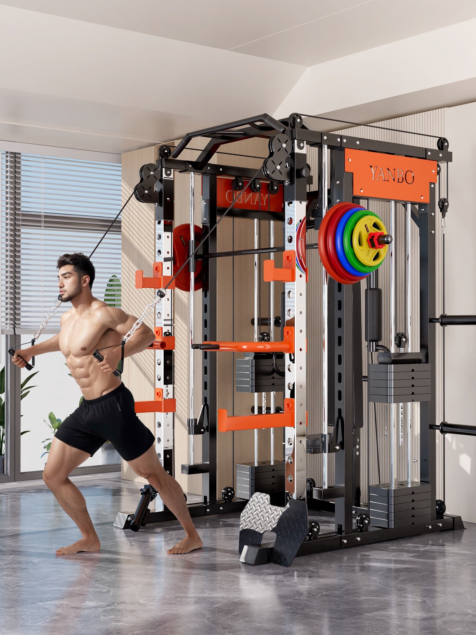 SmartFit M1 Ultra Leg Press and Chest Fly Multi Functional Training Smith Machine Home Gym with 130kgs pin V1025-717331801328