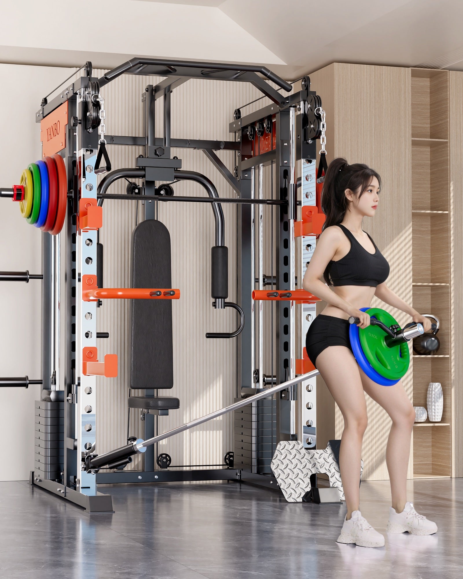 SmartFit M1 Ultra Leg Press and Chest Fly Multi Functional Training Smith Machine Home Gym with 130kgs pin V1025-717331801328