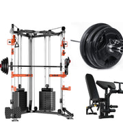 SmartFit C1 Max Multi Functional Cable Crossover Station 130kgs Pin Loaded Machine + Multi Func Bench+7Ft V1025-717331801366