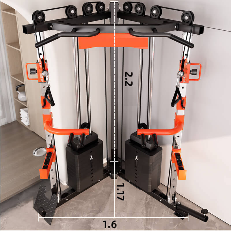 SmartFit C1 Max Multi Functional Cable Crossover Station 130kgs Pin Loaded Machine + Multi Func Bench+7Ft V1025-717331801366