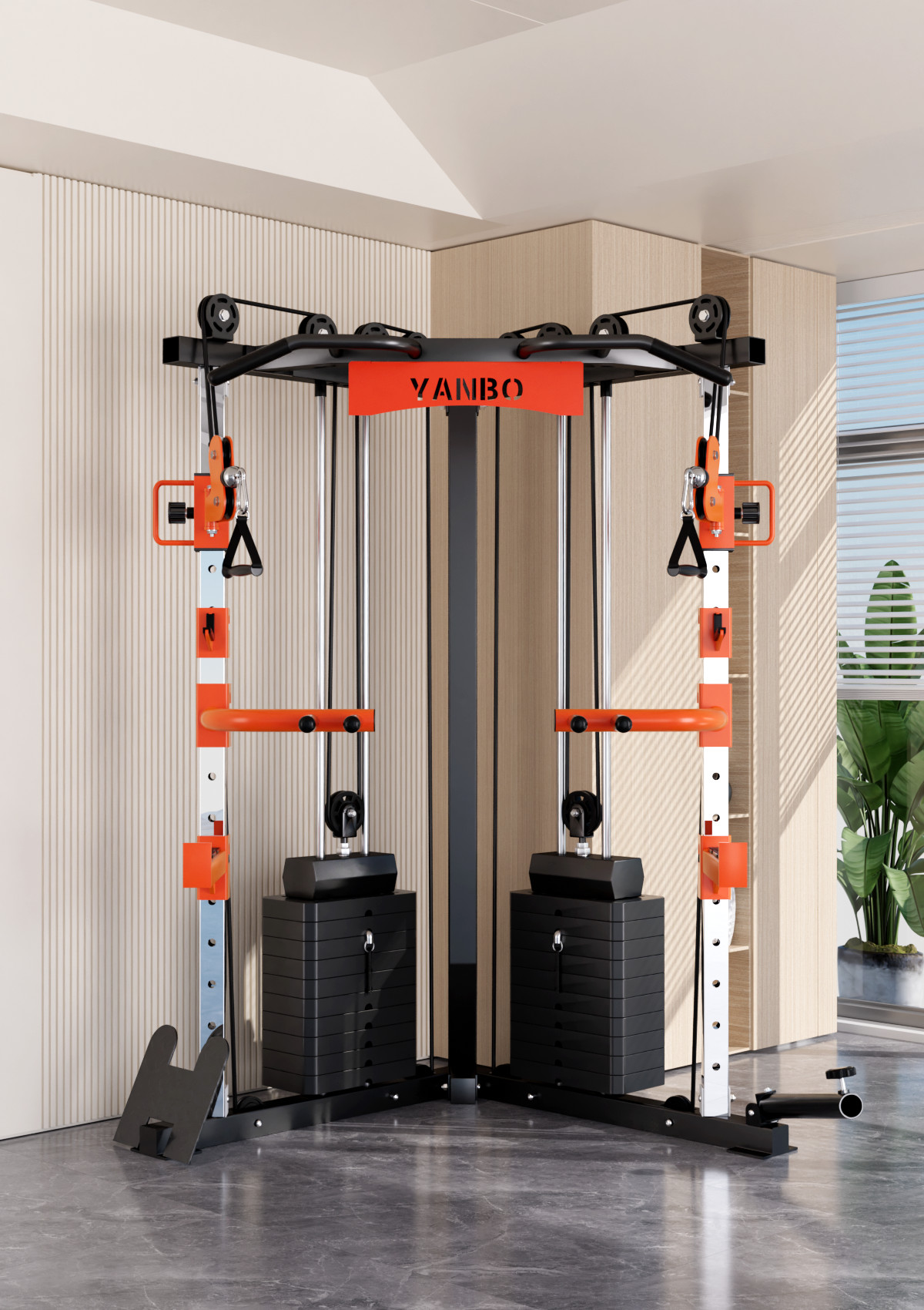 SmartFit C1 Max Multi Functional Cable Crossover Station 130kgs Pin Loaded Machine + Multi Func Bench+7Ft V1025-717331801366