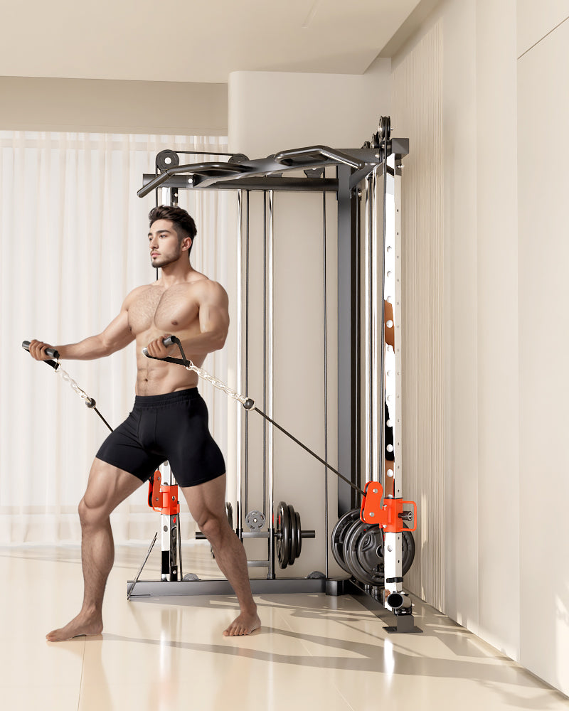 SmartFit C1 Max Multi Functional Cable Crossover Station 130kgs Pin Loaded Machine + Multi Func Bench+7Ft V1025-717331801397