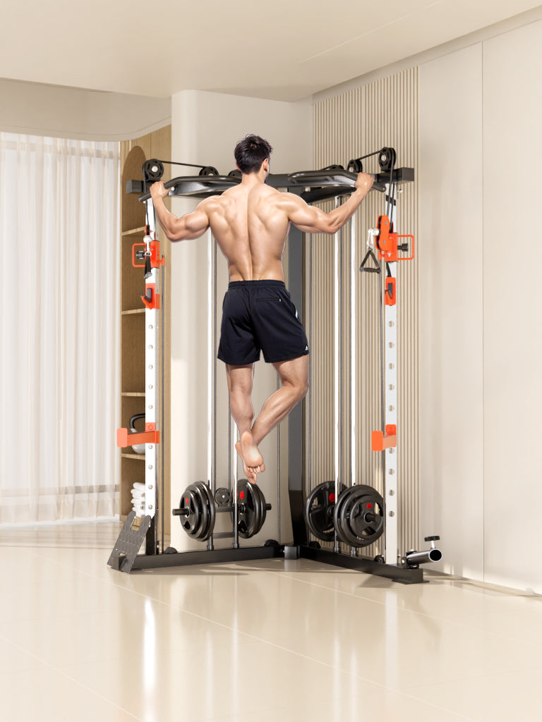 SmartFit C1 Max Multi Functional Cable Crossover Station 130kgs Pin Loaded Machine + Multi Func Bench+7Ft V1025-717331801397