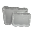 White Metal Serving Tray Set | Minimalist & Food-Safe Home Organisers (2pc) V1026-KLC3219HE8543-1