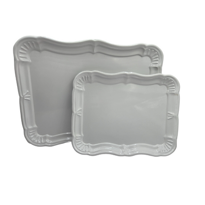 White Metal Serving Tray Set | Minimalist & Food-Safe Home Organisers (2pc) V1026-KLC3219HE8543-1
