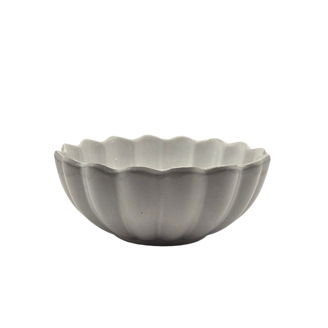 Set of 2 Scalloped Terracotta Bowls | White Glaze Finish | Decorative & Serving Bowls V1026-KLC9209