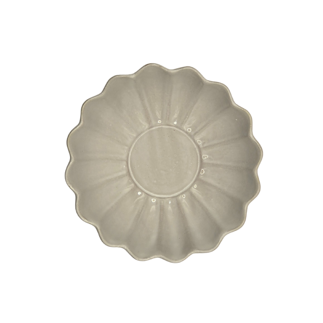 Set of 2 Scalloped Terracotta Bowls | White Glaze Finish | Decorative & Serving Bowls V1026-KLC9209
