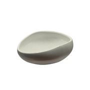White Glazed Terracotta Half Oval Bowl | Hand Thrown | Decorative Centerpiece V1026-KLC9213
