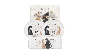 Cat Couple Embossed Entertaining Set V1026-KLCCW1201N-CW1206