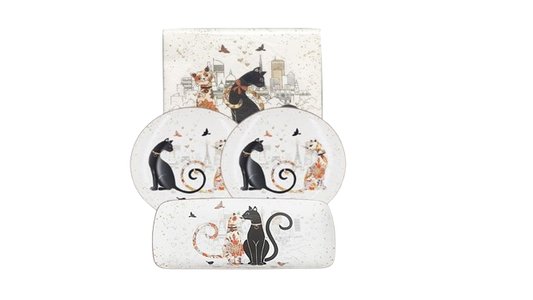 Cat Couple Embossed Entertaining Set V1026-KLCCW1201N-CW1206