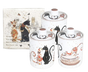 Cat Couple Embossed Canisters - Bone China Storage Set + Matching Napkins V1026-KLCCW1209L