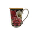 Elegant Poppies Fine Bone China Mug - 405ml Black Floral Teacup V1026-KLCCW1271