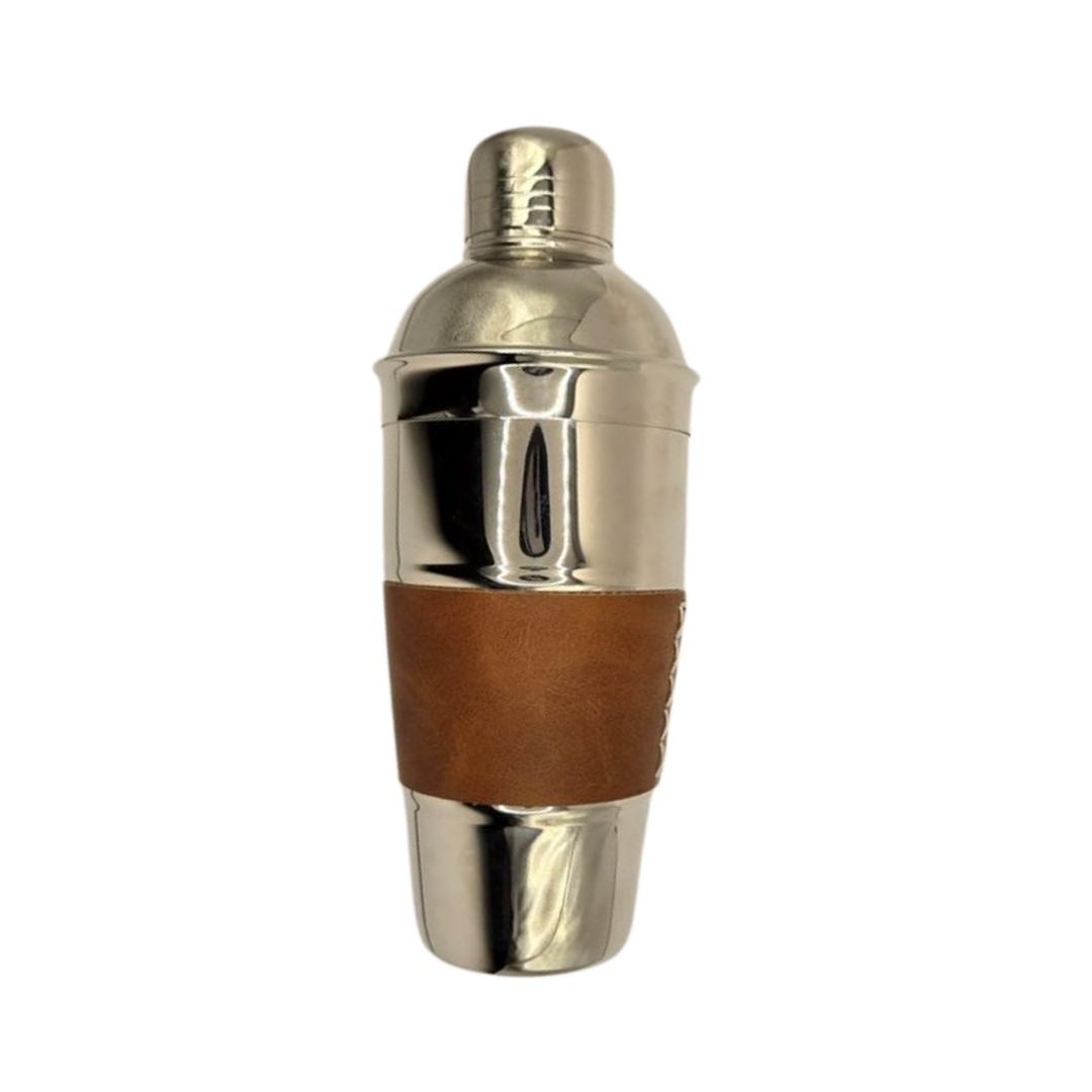 Verona Cocktail Shaker - 700ml Nickel-Plated Bar Shaker with Leather Grip | Silver V1026-KLCDIM14425