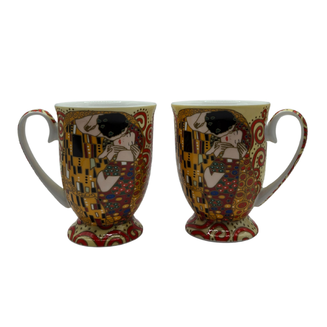 The Kiss Fine Bone China Mug Set of 2 | 280ml Gustav Klimt Design | Gold Accents V1026-KLCDW0003